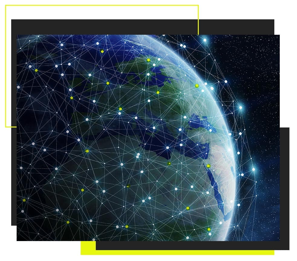 The globe with different edge cloud locations